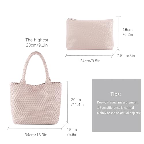 Image of Hand Woven Bag Tote BagS For Women Top Handle Shoulder Vegan Leather Large Travel Beach Hobo Handbag