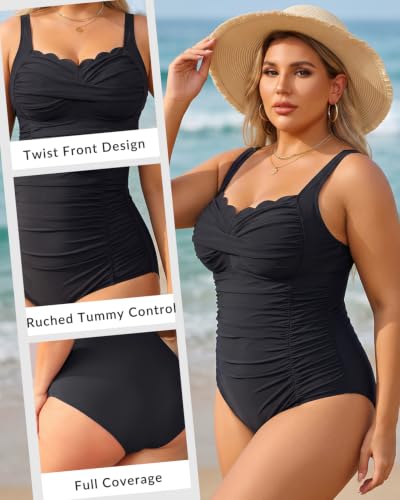 Image of Plus Size One Piece Swimsuit- Tummy Control Full Coverage Bathing Suit