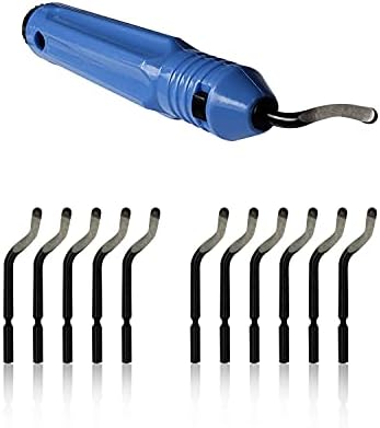 Deburring Tool Kit, a Anti-Slip Handle and Pack of 10 BS1010 Deburring Blades, for Wood, Metal, Plastic, Aluminum, Copper and Steel