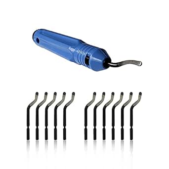 Deburring Tool Kit, a Anti-Slip Handle and Pack of 10 BS1010 Deburring Blades, for Wood, Metal, Plastic, Aluminum, Copper and Steel
