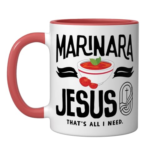 Marinara Italian Food Jesus Thats All I Need Ceramic Mug, Red/White