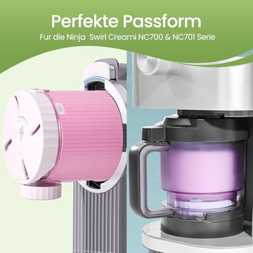 YONHESHI 4 Stück für Ninja Swirl Creami Behälter 480 ml Eisbehälter - Kompatibel mit Ninja Creami NC701 & NC700 Serie Eismaschinen - BPA-frei & Spülmaschinenfest（Grau）
