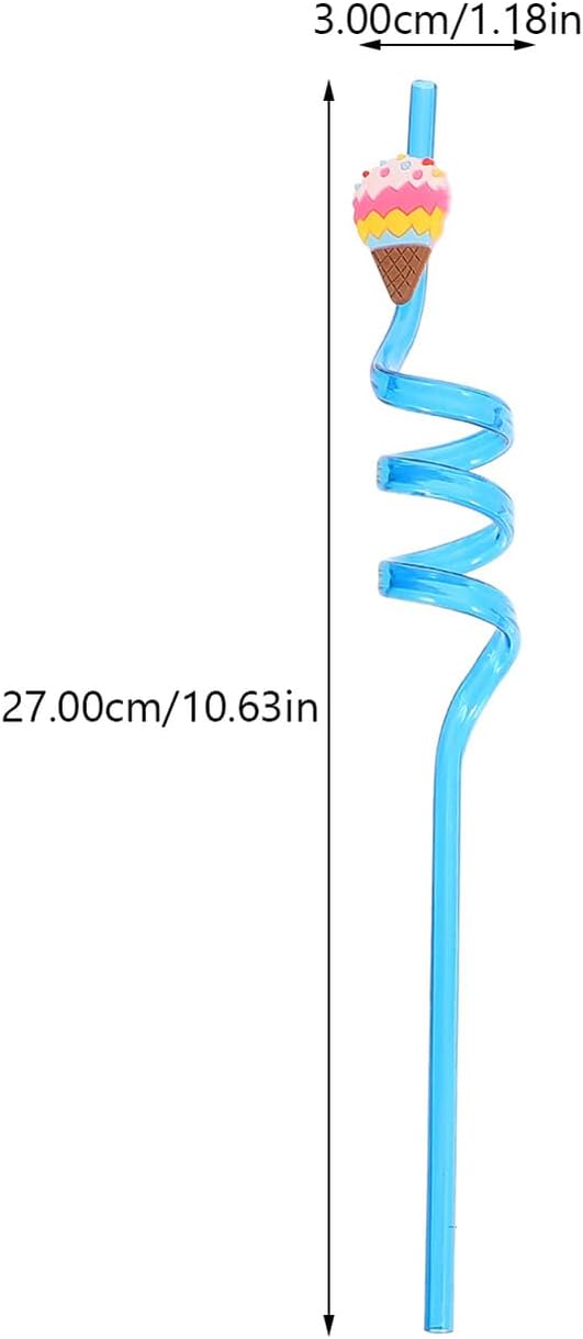 24pcs Reusable Twisted Beverage Straws Pvc Soft Cartoon Ice Cream Style Straws Party Supplies Drinking Accessories