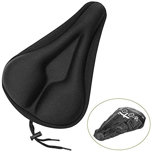 1 Gel Vélo Selle Housse, Silicone Coussin de Selle pour Vélo, Fait de Silicone et Éponge - pour Selle de VTT/Vélo de Route pour Homme/Femme/Enfant Noir (28 cm x 19 cm), avec 1 Étui Étanche.