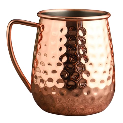 Taza de acero inoxidable martillado con base plana antideslizante para coctelería 2
