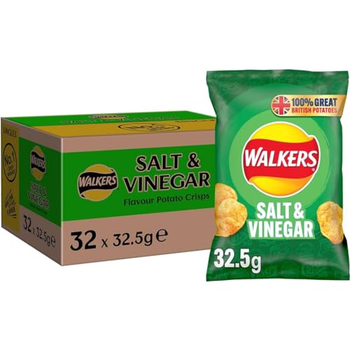 Image of Walkers Salt and Vinegar Crisps Chips 32.5g x 32 Pieces