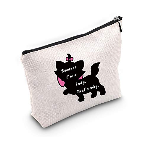 G2TUP The Aristocats Inspired Cat Makeup Cosmetic Bag Because I'm A Ladyy Cartoon Movie Themed Gift (Because I'm A Ladyy)
