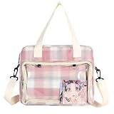 Hipi-shop Checkered pattern Clear Crossbody bag shoulder bag handbag for Anime Lolita Bag DIY Cospla