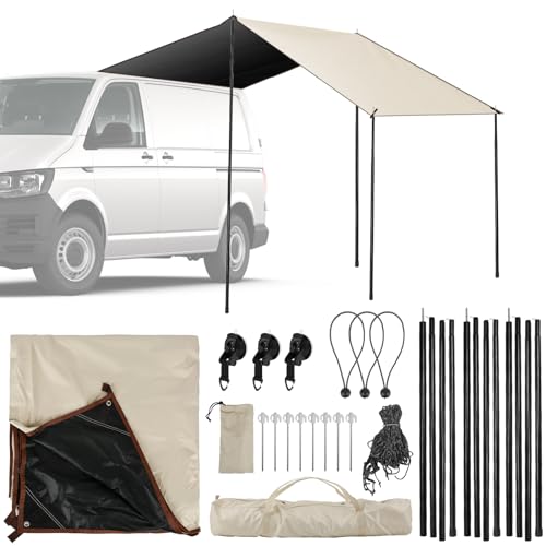 Toldo para Caravana de Camping 2,4 x 2,4 m, Toldo Universal Resistente al Agua y Protección UV, 210D Oxford Impermeable para Caravana/SUV/Van/Van/Wrangler (2.4 * 2.4m)