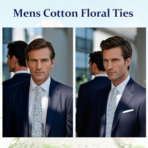 Image of Floral Ties Skinny Tie for Men, Cotton Mens Neckties for Weddings | 2.56'', floral, slim, soft and comfortable, men's neckties for casual, business, party, daily, dating
