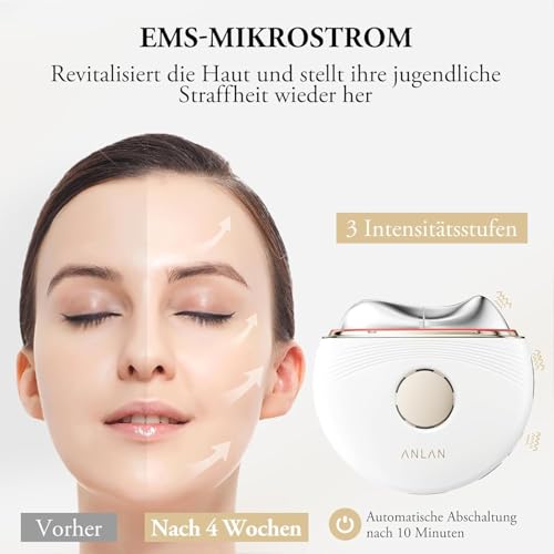 EMS Gua Sha Elektrisch, ANLAN Gesichtsmassagegerät Gegen Falten Blau Violett Rotlichtlampe Gesicht Kalt Wärme Massagegerät Gesicht 3 Intensitätsstufen Face Massager Anti Aging
