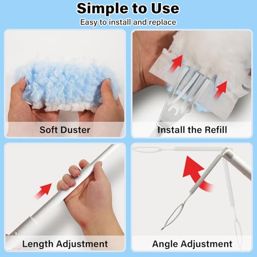 Image of Compatible Duster Refills for Swiffer: 360 Heavy Duty Disposable Microfiber - 20 Count with 1 Foldable Handle Ergonomic Design Efficient Cleaning for Home Offices Schools Commercial Spaces