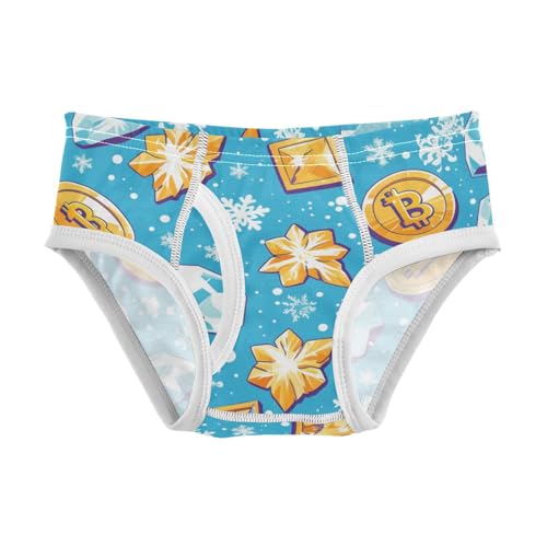 KLL Flying Bitcoins and Snowflakes Baby Boys Pure Cotton Briefs Underwear Breathable Children Undies