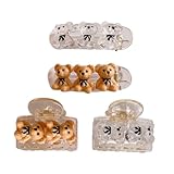 GATHINESS Juego de 4 Pinzas de Pelo Forma de Oso de Plástico, Accesorios Pelo sin Daño, Ideales para Peinados y Vestir Estilo