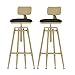 WYT-fan Ajustable giratoria Taburetes de 2, Interior/Exterior de Espalda taburetes, Cocina Taburete con Placa del pie, de imitación de Cuero Asiento tapizado, Oro Negro +