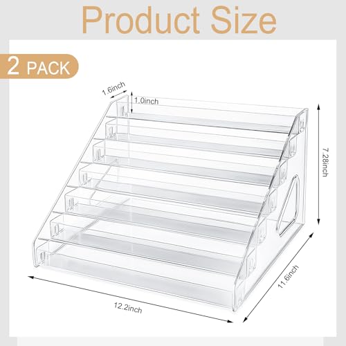 Image of 2 Pack 7 Tier Sunglass Organizer Stand, Clear Acrylic Sunglasses Organizer - Versatile Storage Tray for Eyeglasses, Sunglasses, Cosmetics, Cards & Nail Polish