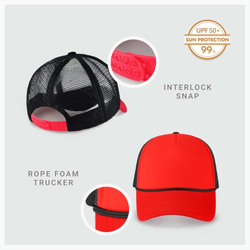 Image of CHOK.LIDS Classic Foam Trucker Hat Summer Mesh Rope Cap Solid Two Toned Blank Hat Mens Womens Adjustable Strap Light Weight