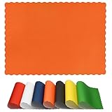 Paper Placemats for Dining Table – Disposable Scalloped Edges Color Table Mats Great for Parties and Christmas Table Decorations 10'x14' (Orange) 50ct