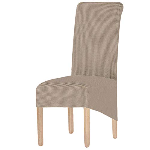 KELUINA Chair Covers for Dining Room Stretch Removable Washable Parson Chair Covers Large Dining Chair Slipcovers Seat Protector for Living Room, Kitchen, Home, Restaurant (Camel, Set of 4,XL)