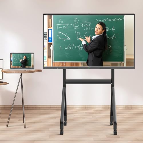 Image of Smart Board Portable Stand with Four Lockable Wheels for Interactive Whiteboard 75-85 Inch, Home School Office