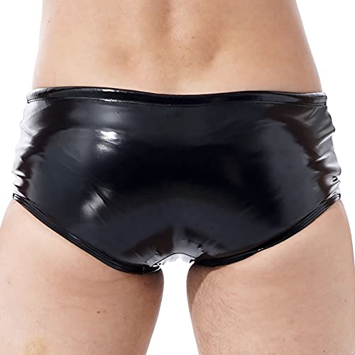 Men's PVC Leather Wet Look Drawstring Shorts Hot Pants Low Rise Hipster Trunks Swimwear4