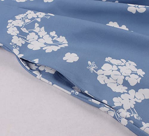 Wellwits Women's Pleated Details High Waist Polka Dots Tea Length Vintage Dress