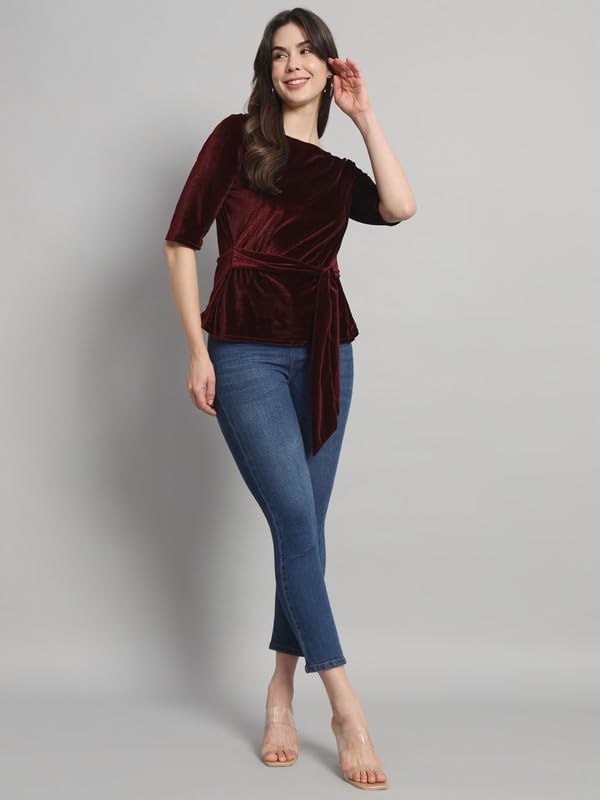 Image of Vaararo Women Dress Shirt, Velvet, Regular Fit