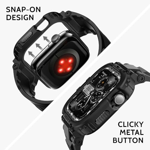 Image of amBand Compatible with Apple Watch Series 11 /10 42mm Bands Case for Men Women, M1 Sport Rugged Heavy Duty Protective Cover Tactical Strap Military Protector Bumper for iWatch Accessories 42mm - Black