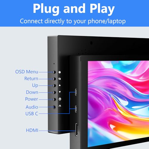 Image of Small Monitor Touchscreen 7 Inch HD 1280x800 Type C HDMI Ports Mini Portable Monitor IPS LED Display for PC Laptop Ras Pi, Built-in Speakers