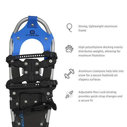 Outbound Snowshoes | Lightweight Aluminum Snowshoes | High-Density Polyethylene Decking with Posilock Binding System | 30 Inches - Thumbnail 3