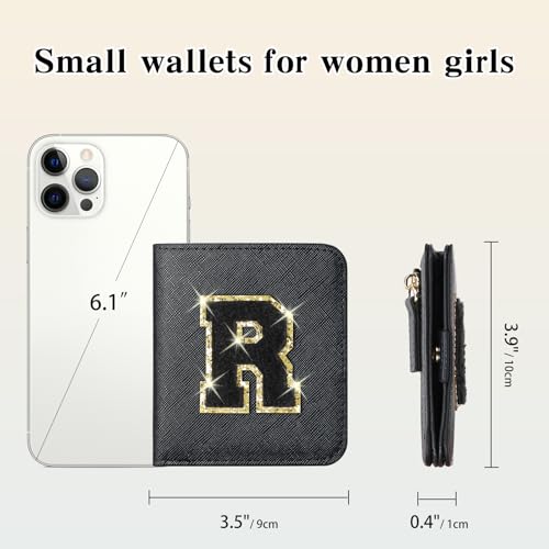 Image of RNIEGA Initial Wallet Women Small Teen Girl Gifts Trendy Stuff Girls Wallets Personalized Christmas Birthday Gift for Women Friends Daughter Granddaughter 6 7 8 9 10 11 12 13 Year Old Black R