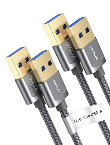 JSAUX USB 3.0 Kabel [2 Stück 1M+2M] USB A Stecker auf A Stecker Nylon Verbindungskabel 5Gbps Super Speed kompatibel mit HDD DVD Drucker Kameras Festplattengehäusen Laptop usw (Grau)