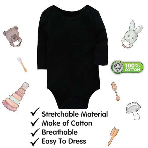 Vous & Moi Organic Comfort | 5-Pack Unisex Baby Long Sleeve Bodysuits for Girls & Boys3