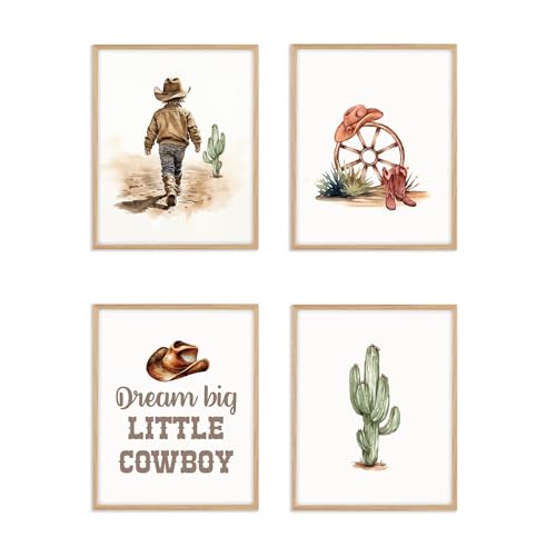 Image of Boat Wades Western Nursery Decor, Cowboy Wall Art Print Posters, Kids Wall Art 8x10 Unframed, Set of 4