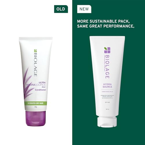 Image of Biolage Hydra Source Anti-Dryness Conditioner, Hydrates and Moisturizes Dry Hair, Enriched with Aloe Vera and Hydroxy Acid, Vegan & Cruelty-Free, 100ml