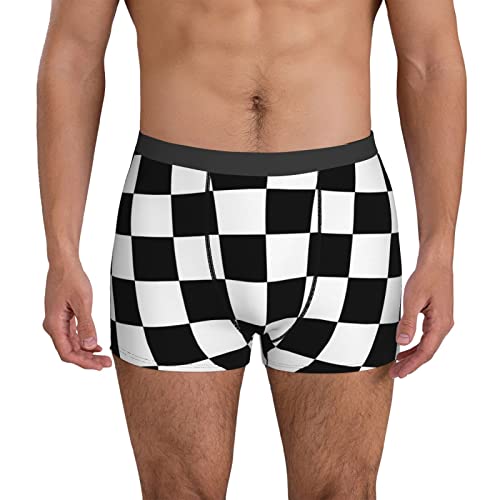 Men's Boxer Briefs Underwear - Black White Race Checkered Flag Pattern, Soft Comfort Breathable Underpants3