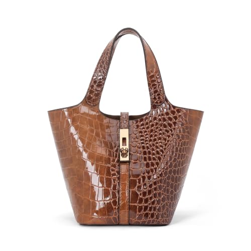 Image of Tote Bag for Women Vegan Leather Bucket Purse for Women Top Handle Handbag Shoulder Bag with Detachable Small Purse