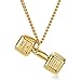 Collier Fitness Équipement De Sport Titanium Acier Haltère Barbell Pendentif Bodybuilding Gym Collier Hommes Femmes Or-Couleur