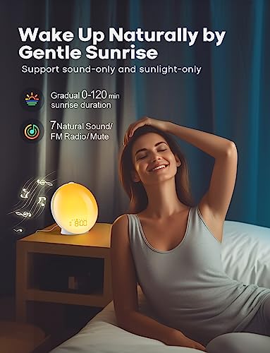 Dekala Tageslichtwecker Lichtwecker Sonnenaufgang Sonnenuntergangssimulation, Vollbild-Digitaler Wecker mit Doppelalarmen, Rotationstaste… – Ansicht 5