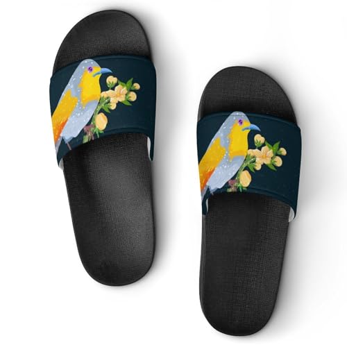 Claquettes femme fleur d'oiseau : sandales chaussons maison slide