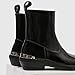 ENOEGMSD Men's Leather Chunky Heel Chelsea Boots Fashion Metal Decoration Square Toe Side Zip Dress Boots Comfortable Business Casual Ankle Boots (Black,12)