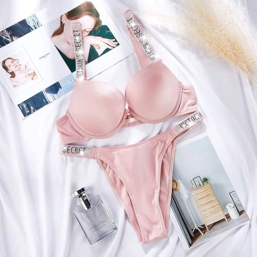 Image of Women Girl's Plain Cotton Padded Push-up Wireless Underwired Sports Non Padded Regular V Secret Everyday Wear Stylish Wired Non-Wired Full Coverage T-Shirt Solid Bra Underwear Lingerie Set