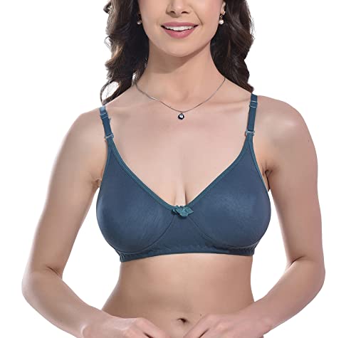 Image of FIMS - Fashion is my style Women Cotton Blend Non-Padded Bra Non-Wired Mould Seamless Cup Solid Bras Cup-B Pack of 1, Multicolor
