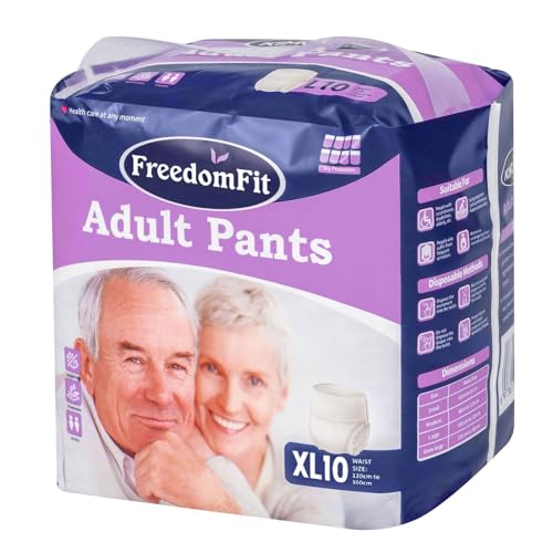 Pantalones de incontinencia para adultos de alta calidad, pañales para hombres y mujeres, talla XL, cintura de 122-160 cm, paquete de 10 FreedomFit Supplies