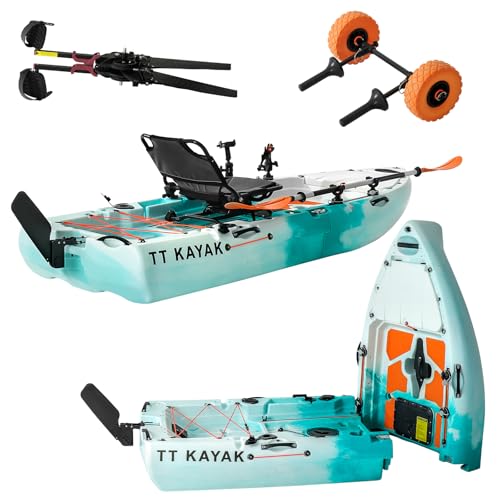 Modular Fishing Kayak with Cart & Paddle, 573 lbs Capacity, 110' Sit-on-Top Kayak, 360° Swivel...