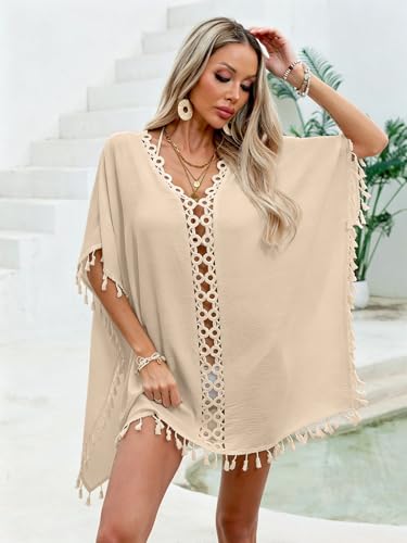 Image of YELAIVP Sexy Beach Cover Ups for Women Sheer Mesh Cover Ups for Swimwear High Cut Swim Suit Bikini Bathing Suit Cover Up