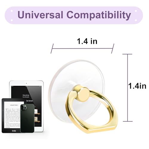 Image of 4 Pack Jsoerpay Cell Phone Ring Holder, Transparent Ring Holder 360Rotation Finger Ring Stand, Clear Cell Phone Kickstand Compatible with Most of Phones, Tablet and Case (Silver+Black+Rose Gold+Gold)
