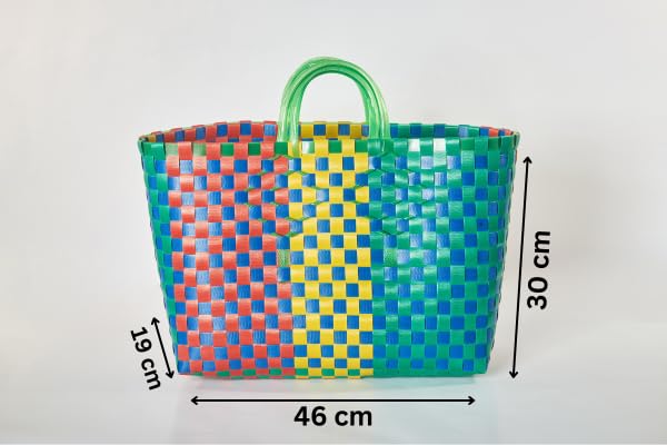 Image of The Quirk Box Premium Multipurpose Organizer Tiffin Basket Carry Bag, Storage & Picnic Basket, Lunch Bag, Gift Hamper, Handbag for Lunch Box, Water Bottle, Kids Storage - 26 litres (Green - Large)