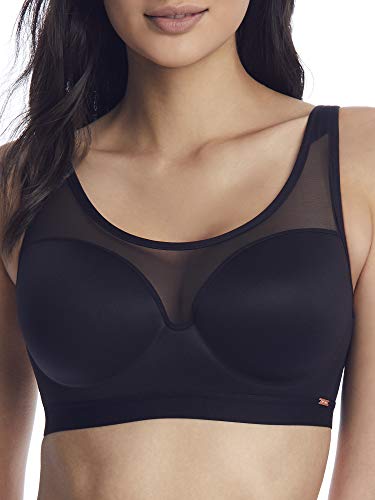 Sheer Illusion Sports Bra, Medium Impact, Bounce Reducing Straps Black