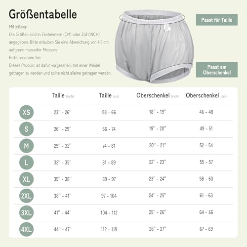 Carer Auslaufsichere Unterwäsche für Erwachsene für Inkontinenz, waschbar, geräuscharm Kunststoffhose Unisex, 2 Stück Grau M